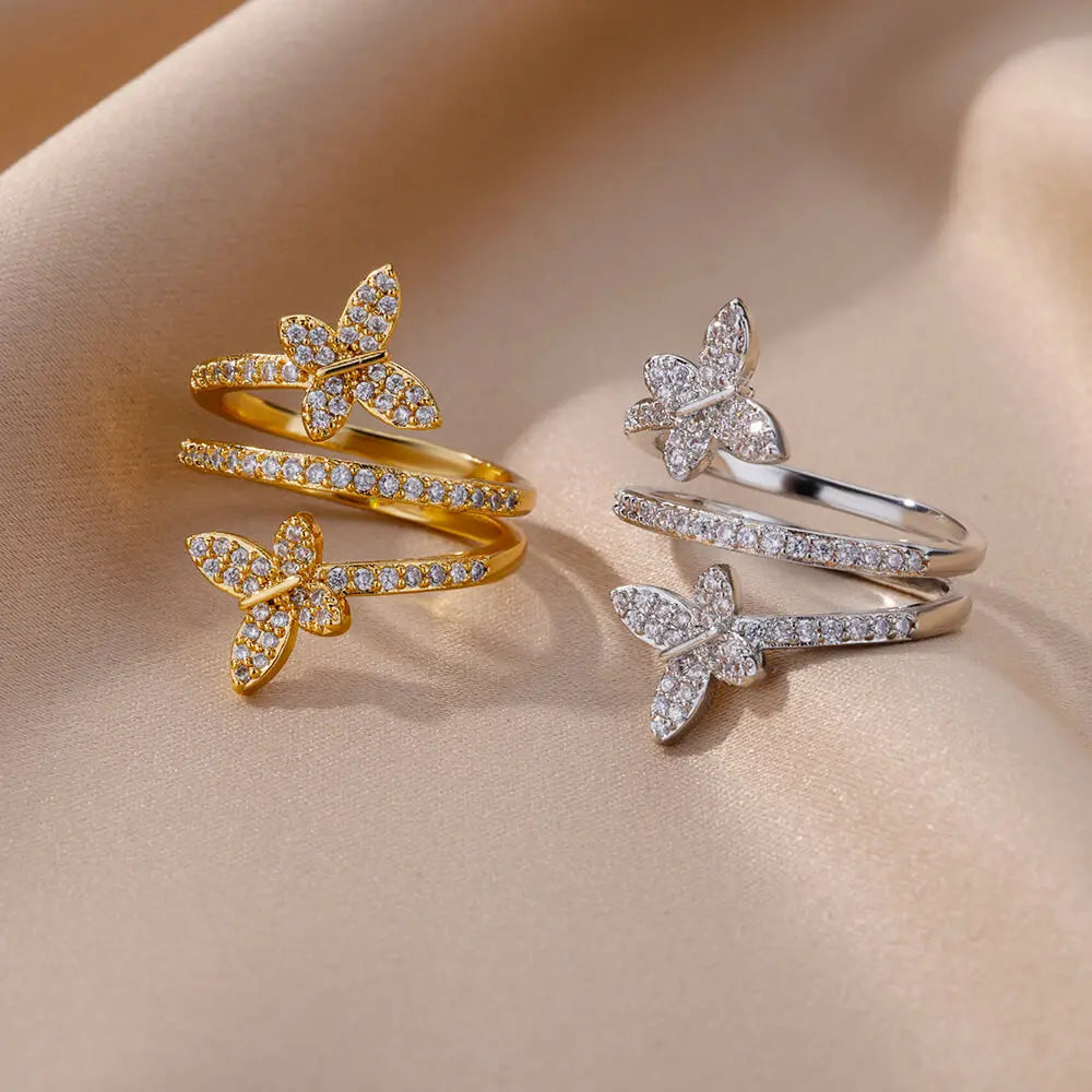 Zircon Double Butterfly Rings