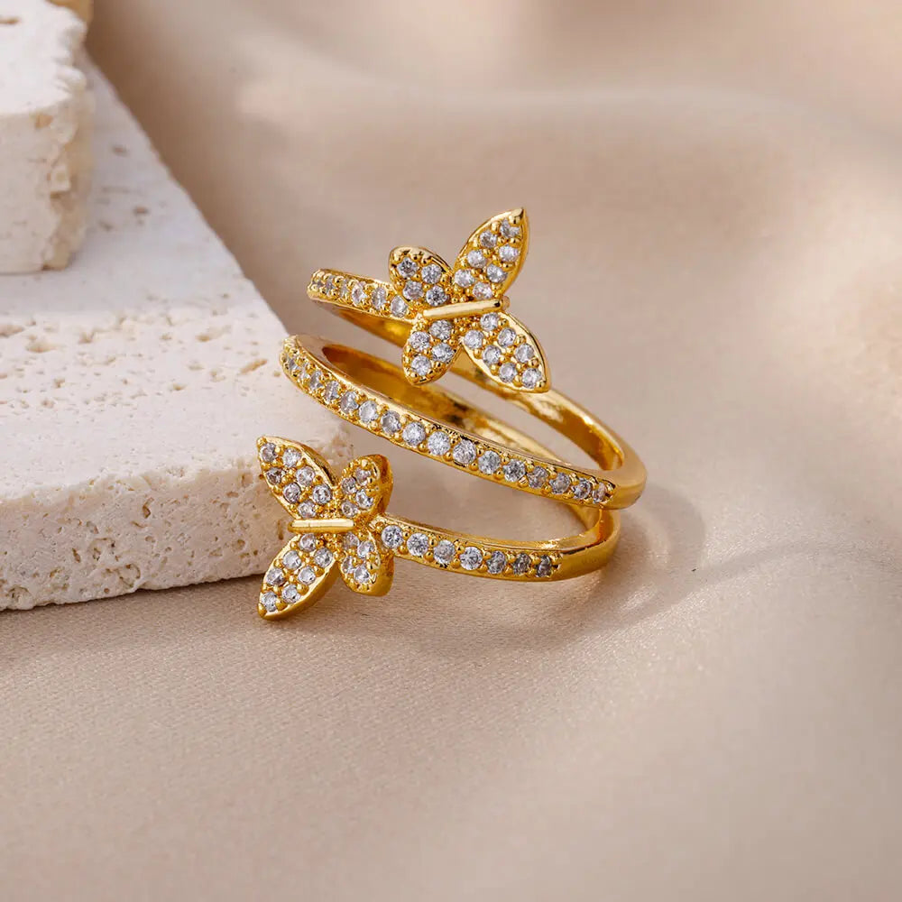 Zircon Double Butterfly Rings