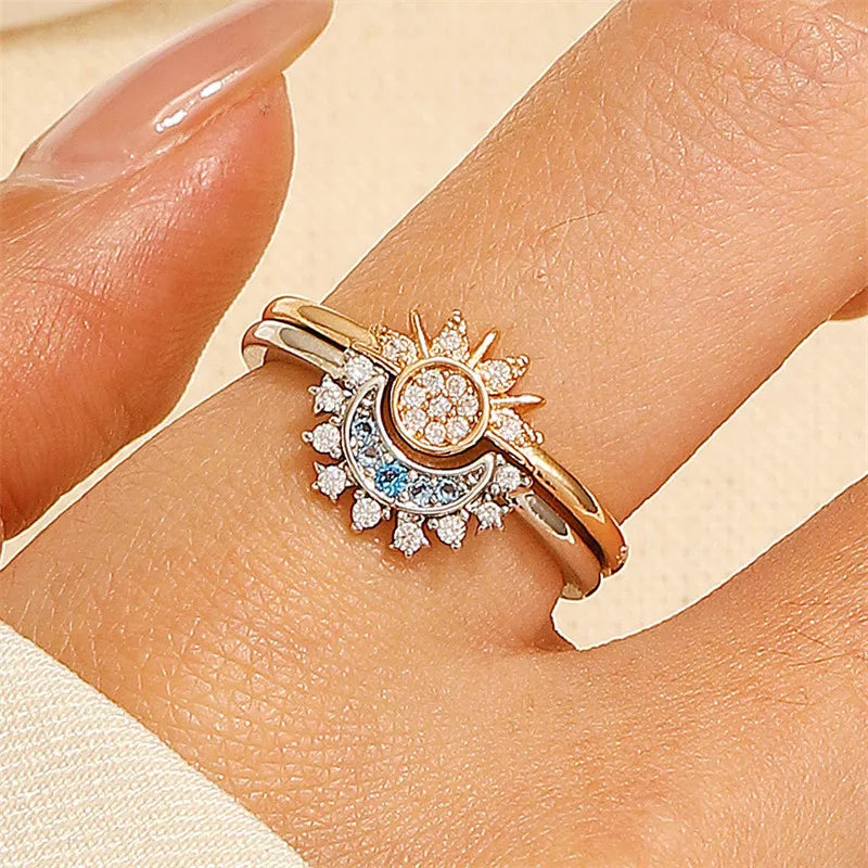 Adjustable Sun and Moon Overlapping Wear Ring