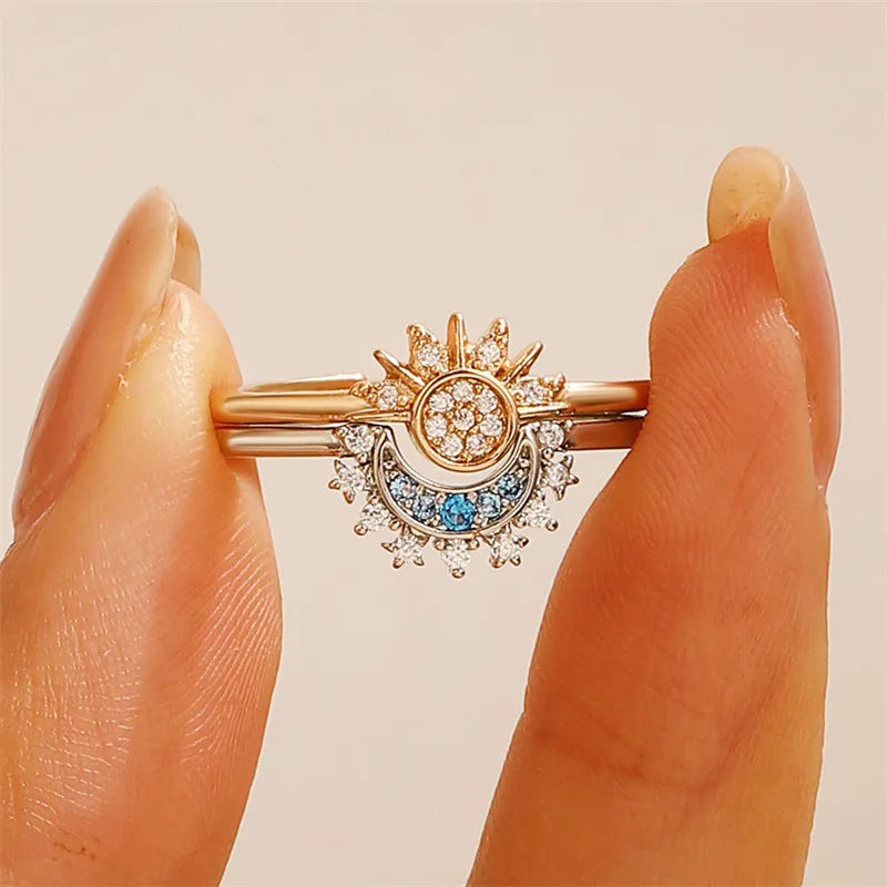 Adjustable Sun and Moon Overlapping Wear Ring