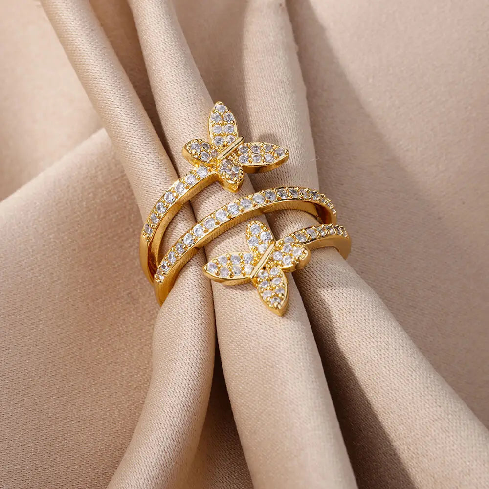 Zircon Double Butterfly Rings