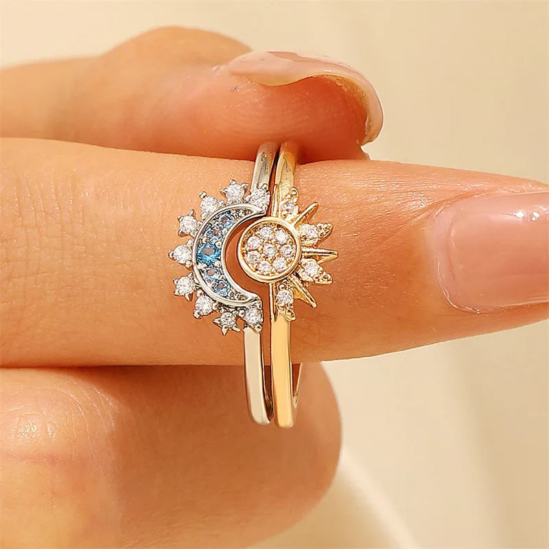 Adjustable Sun and Moon Overlapping Wear Ring