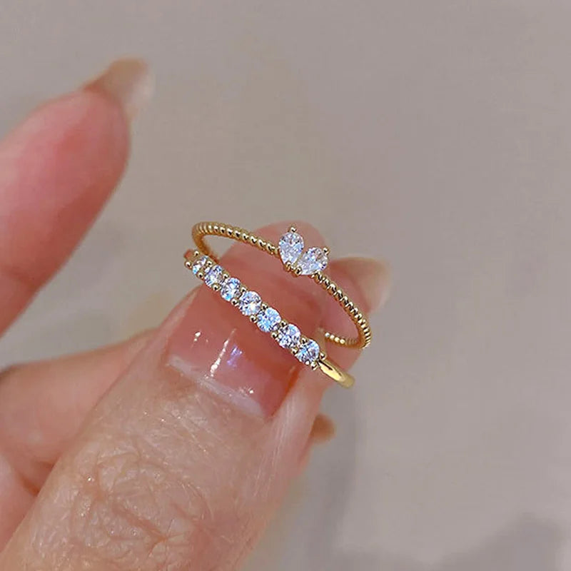 Luxury Zircon Heart Rings