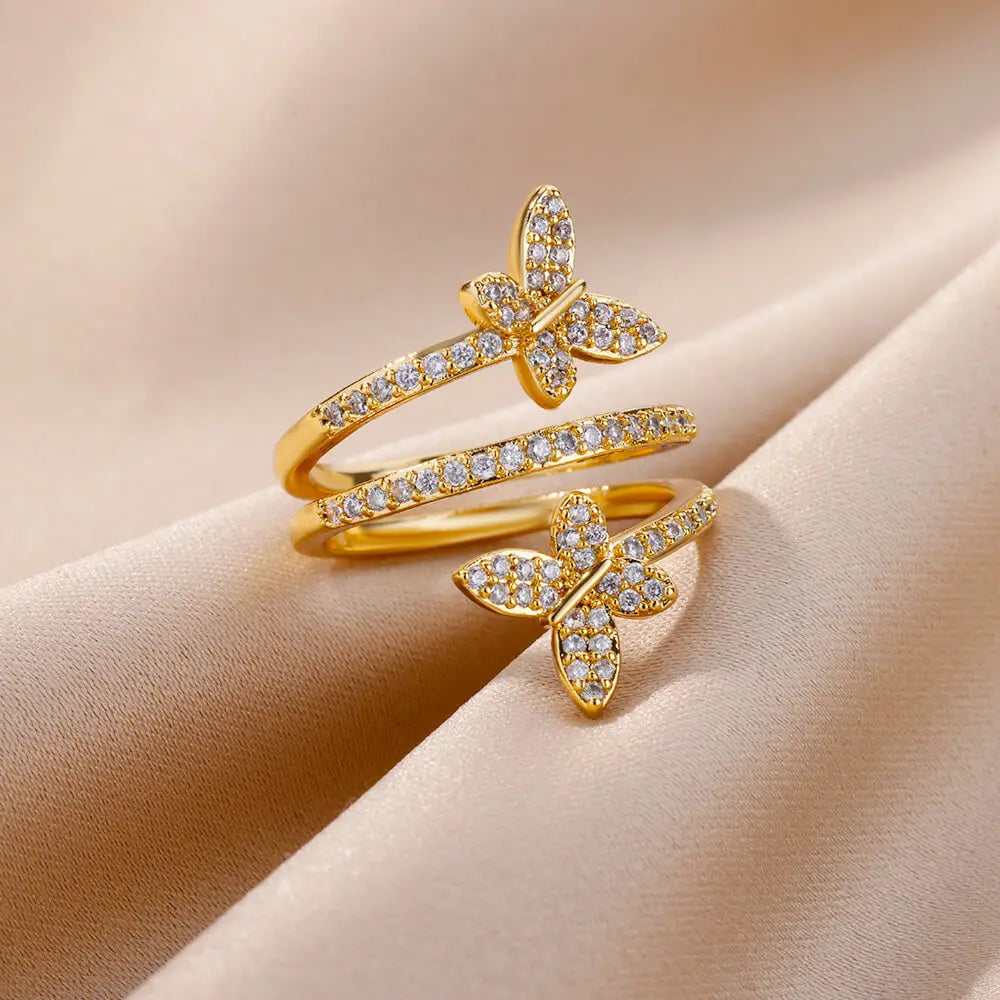 Zircon Double Butterfly Rings